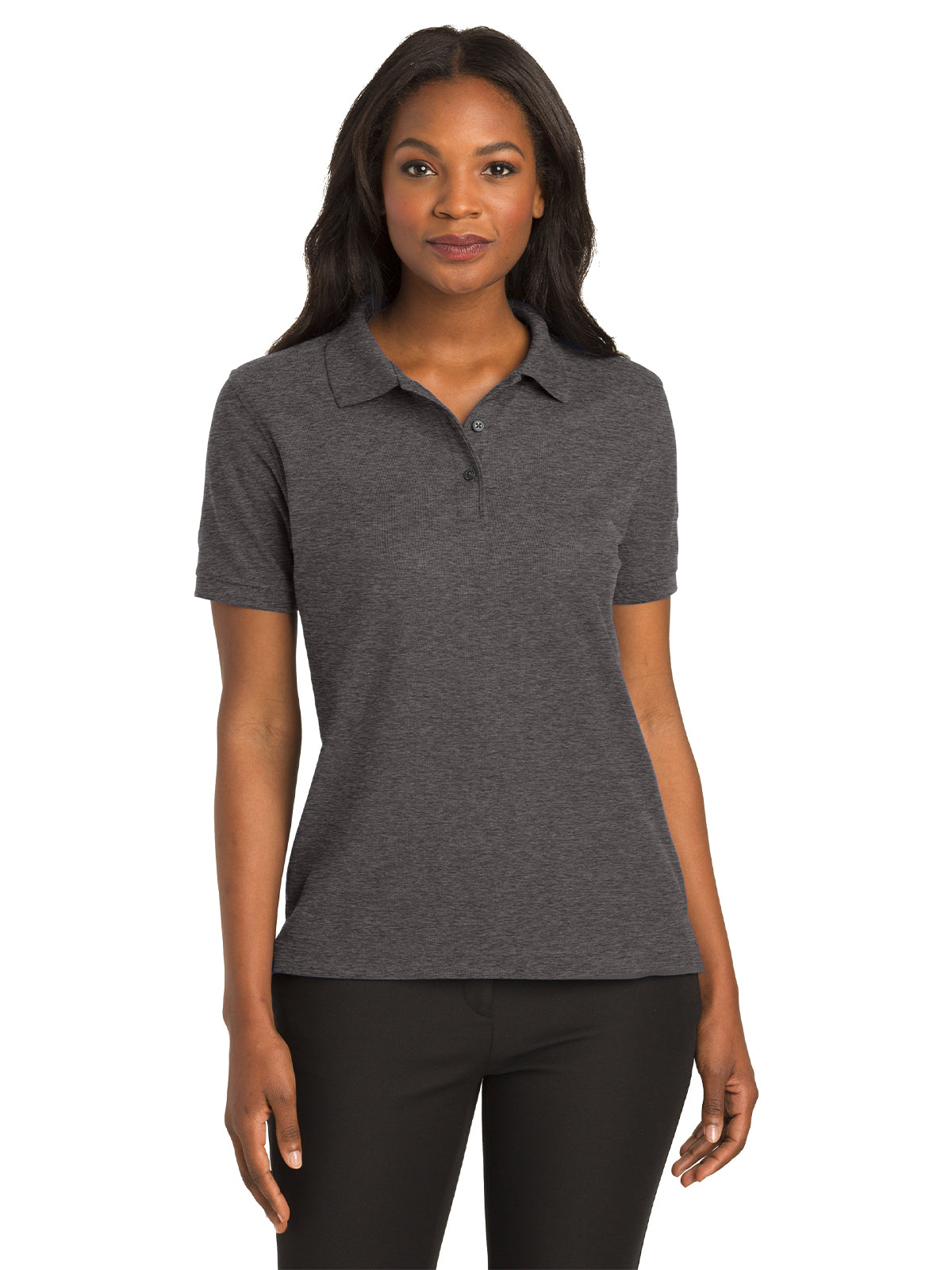 Women's Silk Touch Polo Shirt - L500 - Charcoal Heather Grey