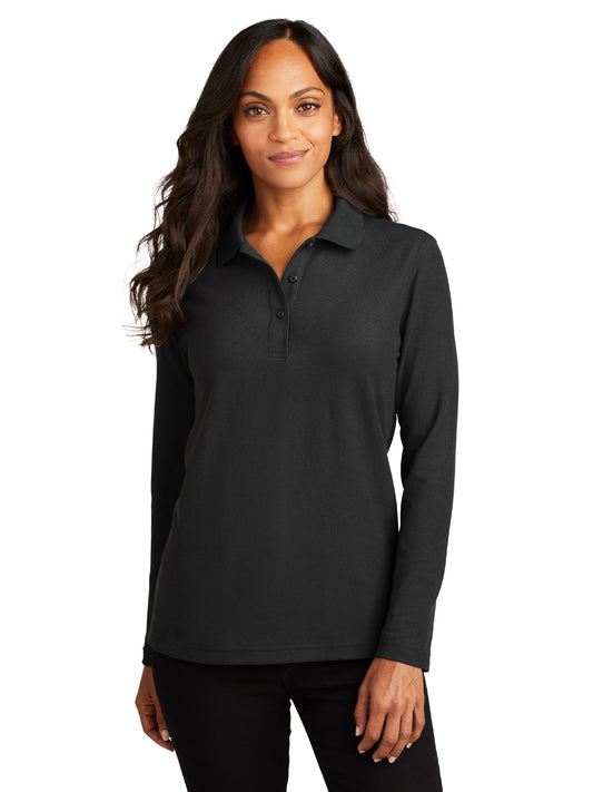 Women's Long Sleeve Polo - L500LS - Black