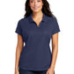 Women's Pinpoint Mesh Zip Polo Shirt - L580 - True Navy