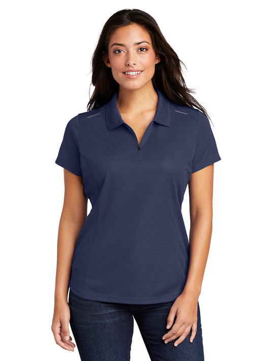 Women's Pinpoint Mesh Zip Polo Shirt - L580 - True Navy