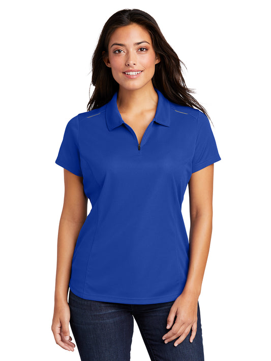 Women's Pinpoint Mesh Zip Polo Shirt - L580 - True Royal