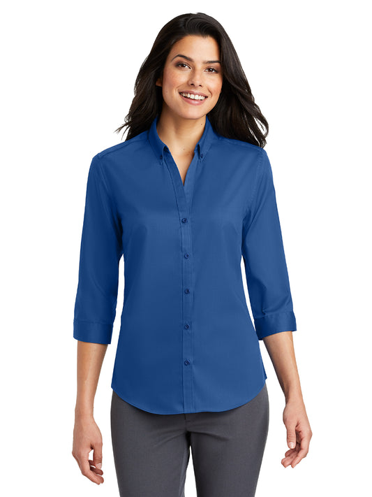 Women's 3/4 Sleeve Twill Shirt - L665 - True Blue