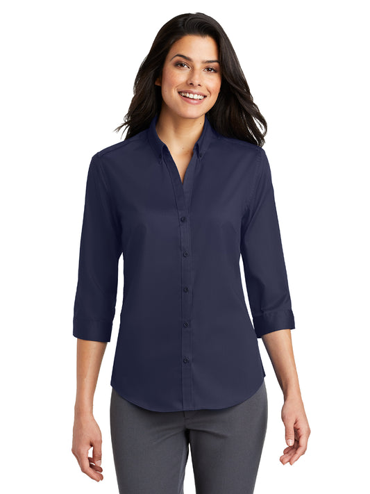 Women's 3/4 Sleeve Twill Shirt - L665 - True Navy
