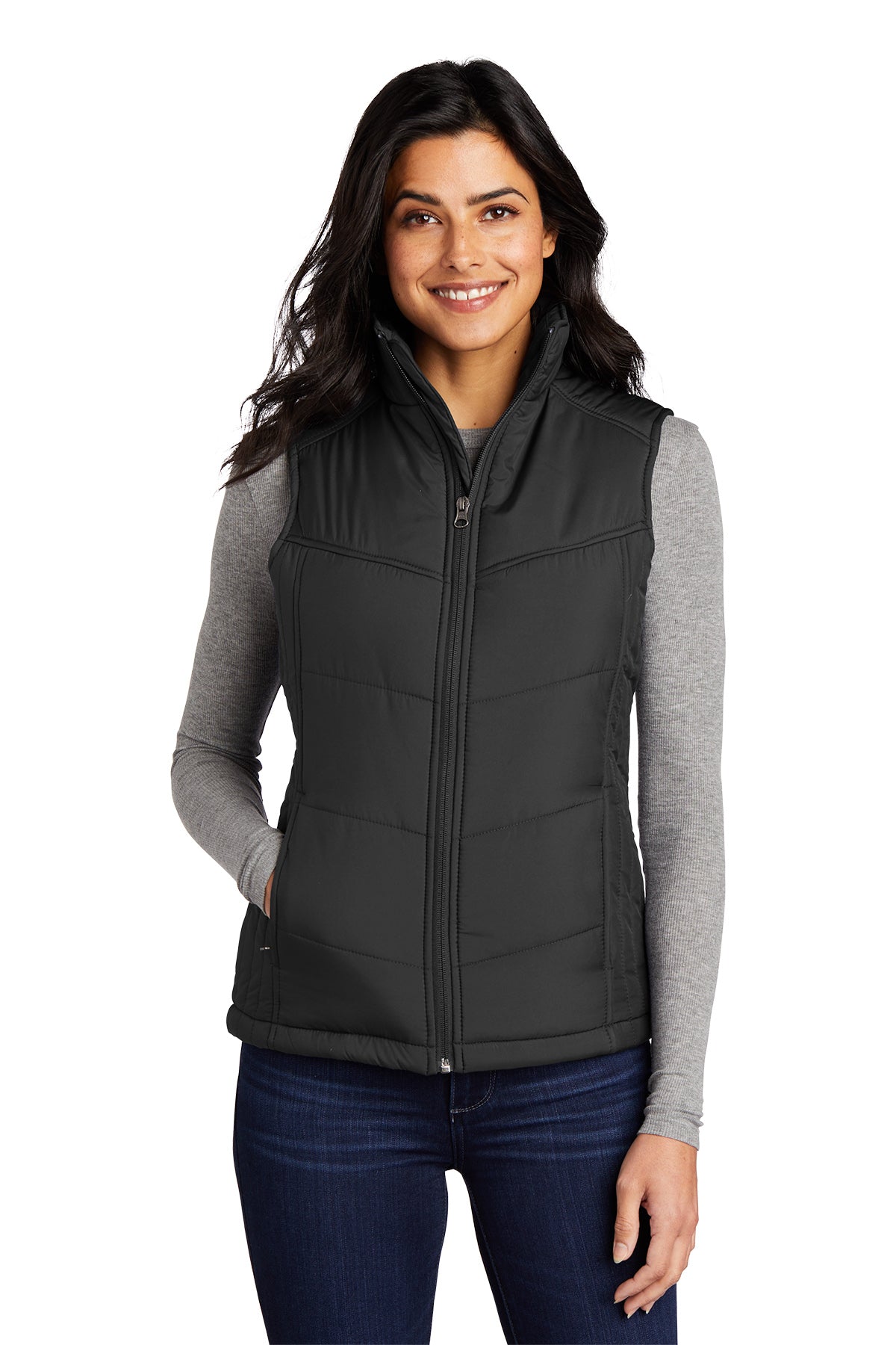 Women's Puffy Vest - L709 - Black/ Black