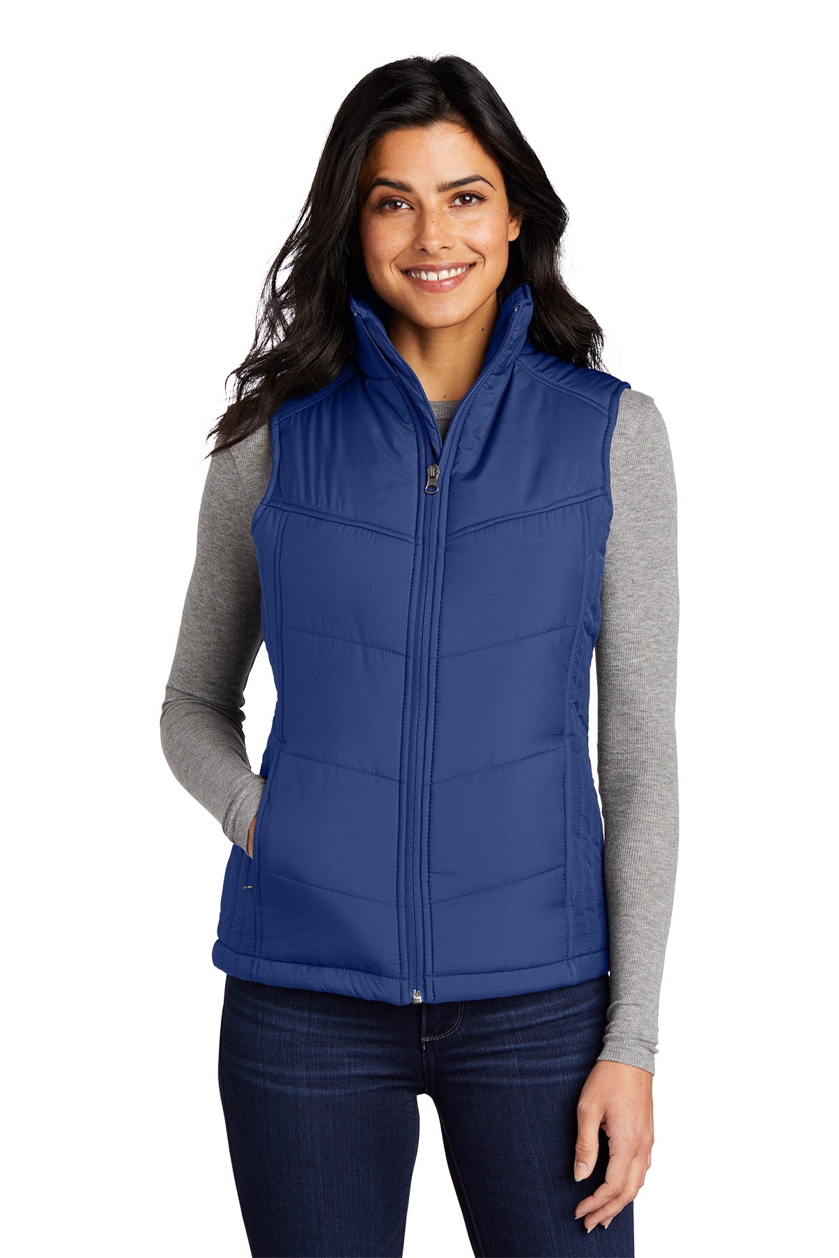 Women's Puffy Vest - L709 - Mediterranean Blue/ Black