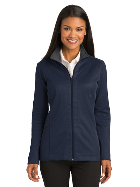 Women's Pocketless Full-Zip Jacket - L805 - True Navy/ Iron Grey
