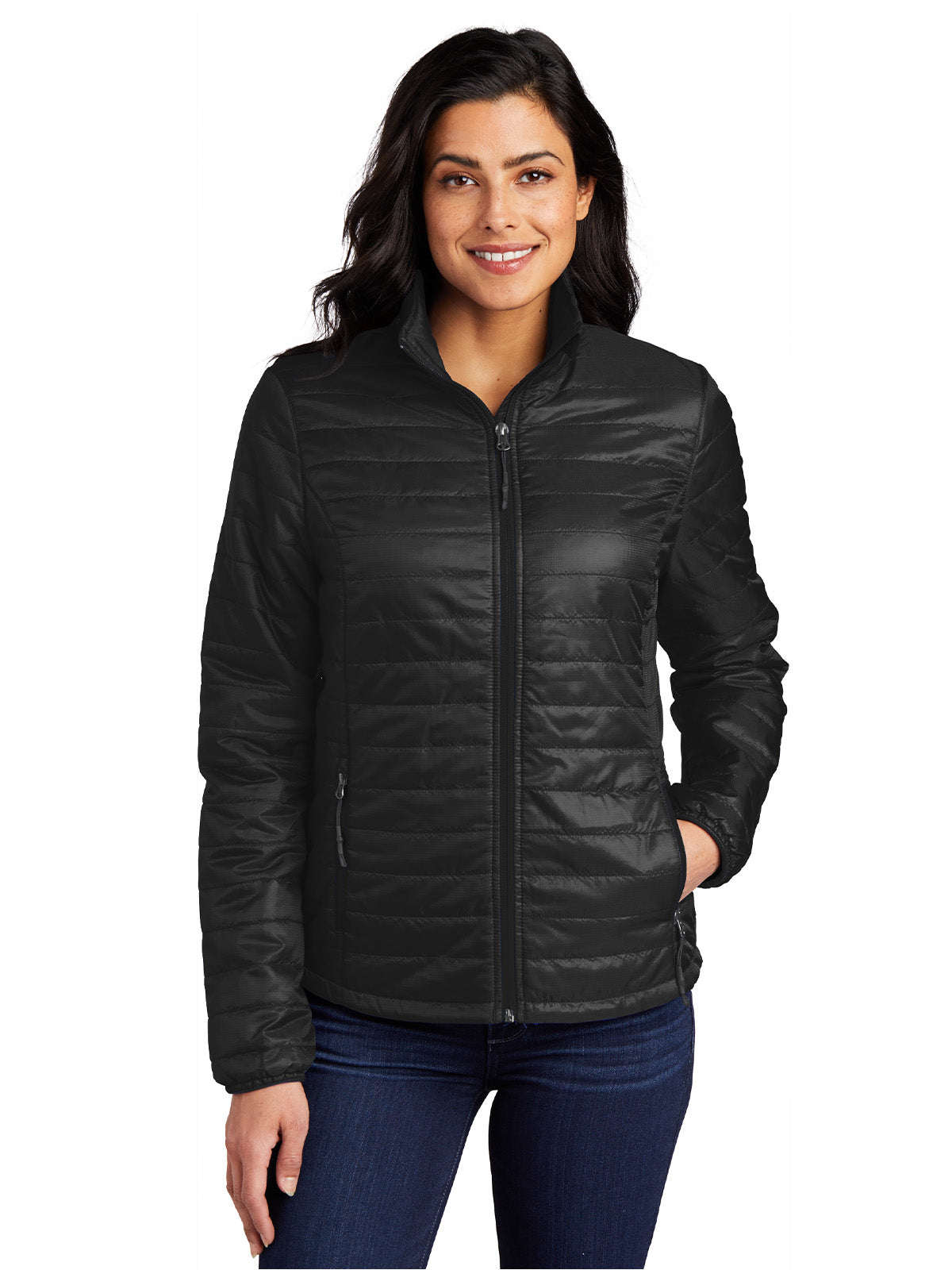 Women's Packable Puffy Jacket - L850 - Deep Black