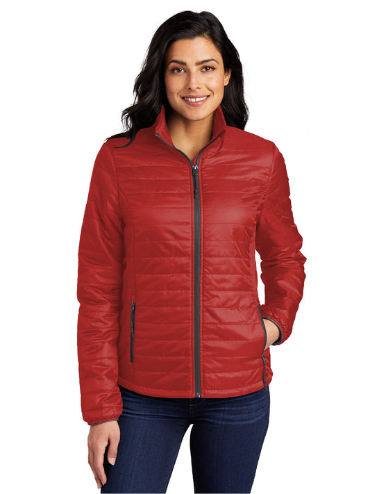 Women's Packable Puffy Jacket - L850 - Fire Red/Graphite