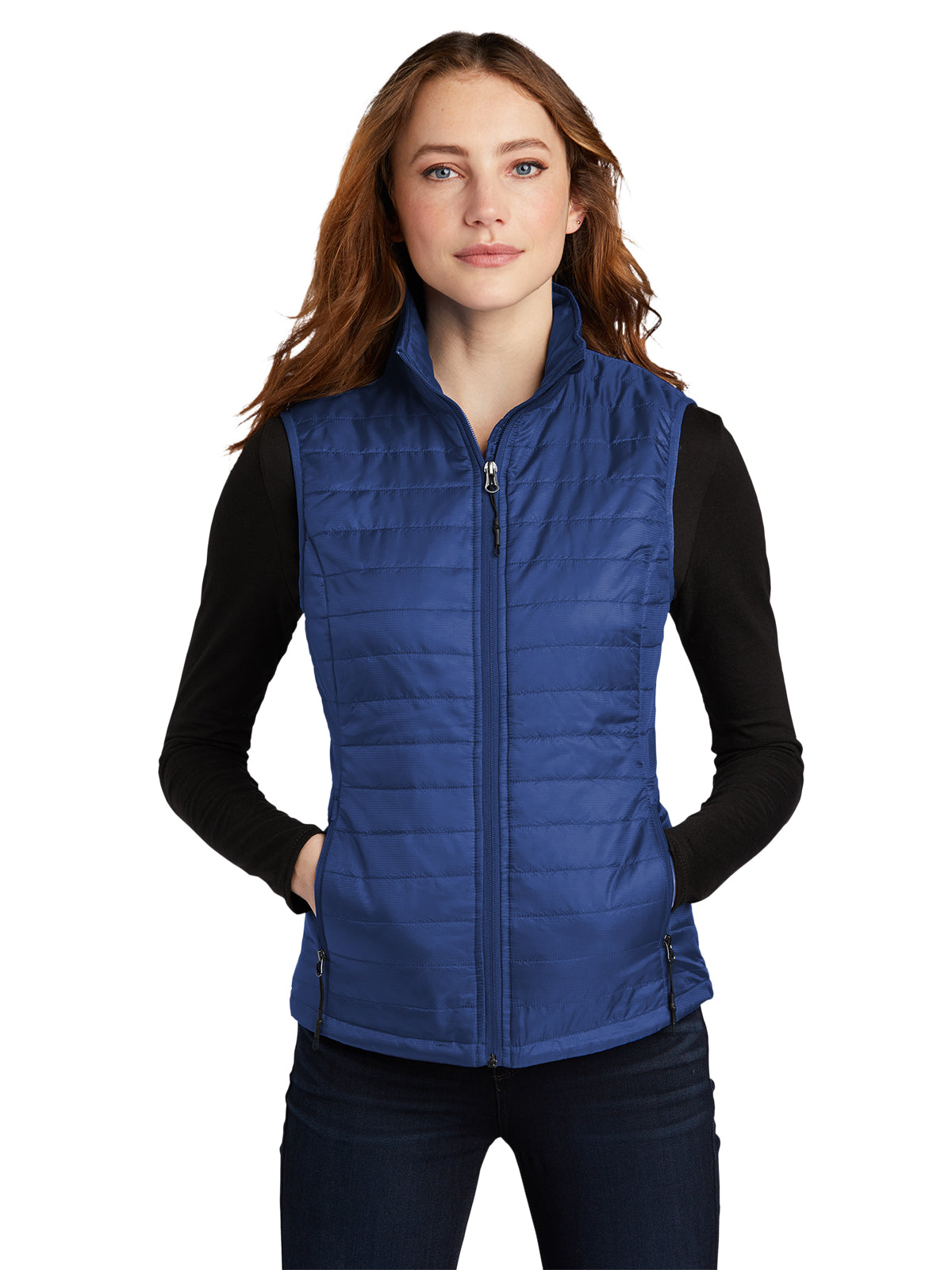 Women's Packable Puffy Vest - L851 - Cobalt Blue