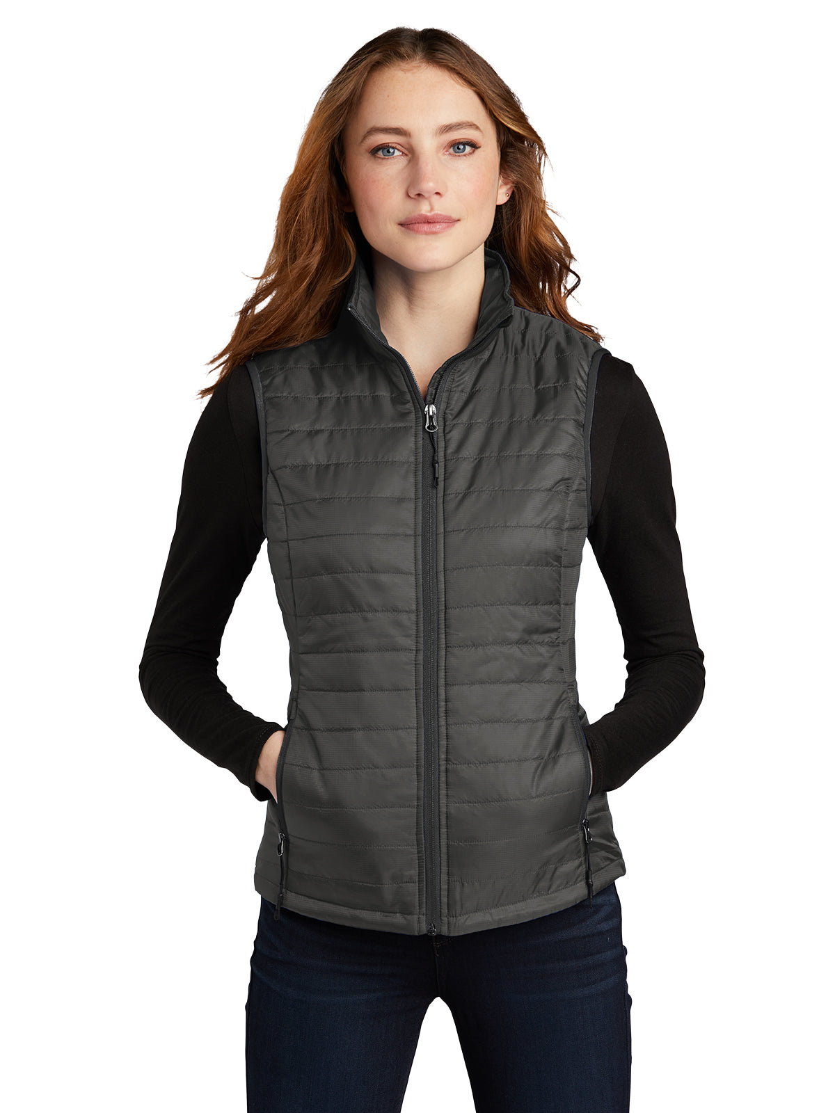 Women's Packable Puffy Vest - L851 - Sterling Grey/Graphite