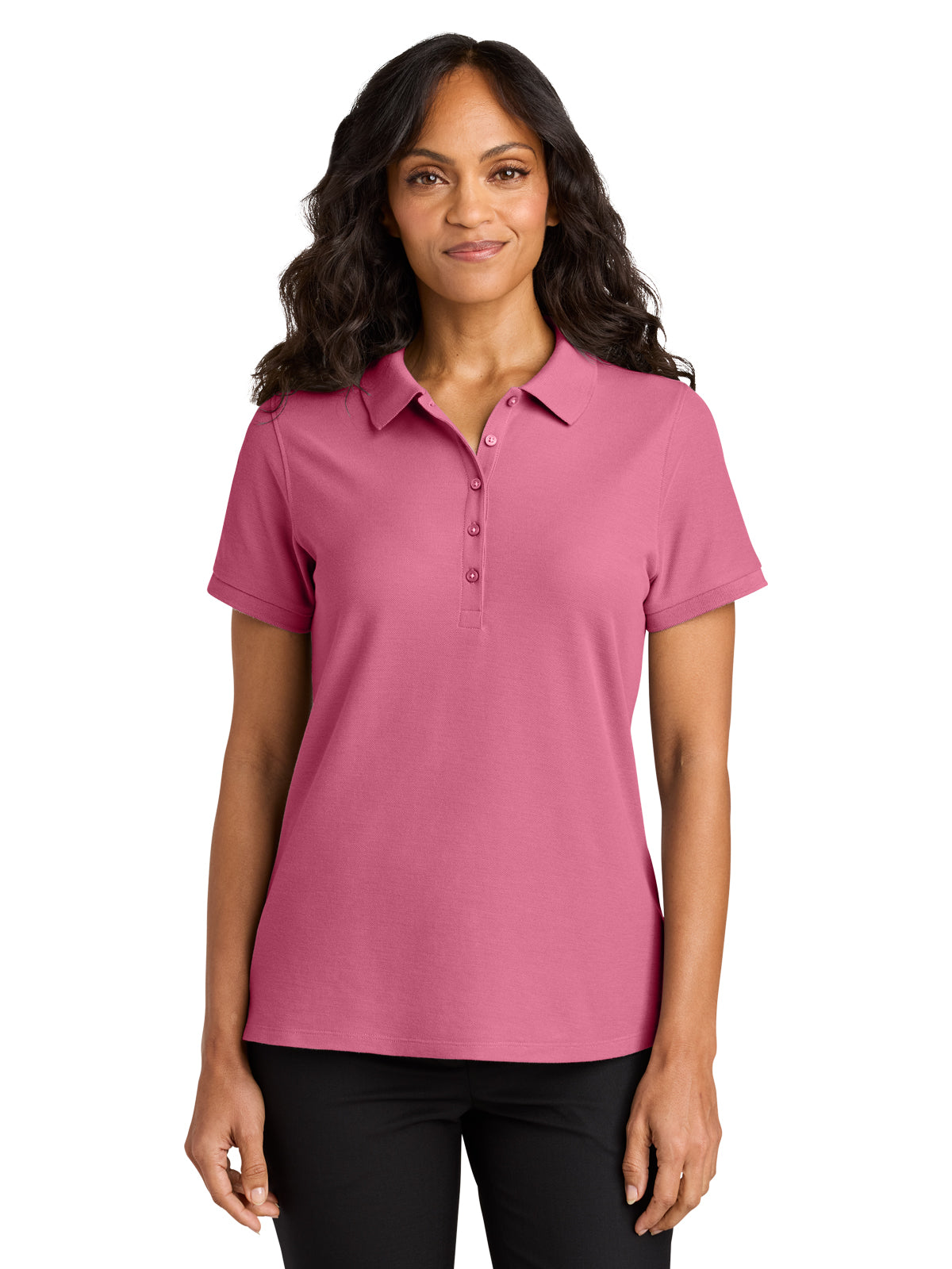 Women's Pocketless Wearever Signature Polo - LK200 - Awareness Pink