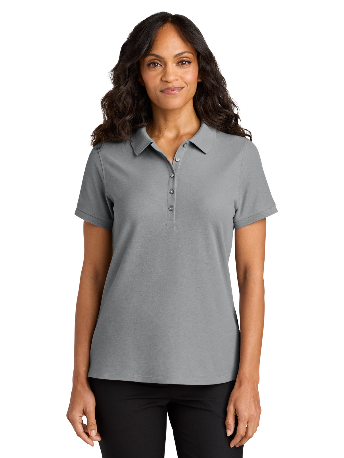 Women's Pocketless Wearever Signature Polo - LK200 - Gusty Grey