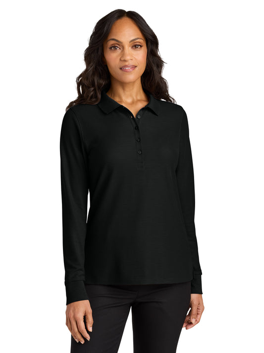 Women’s Wearever Signature Pique Long Sleeve Polo - LK200LS - Deep Black