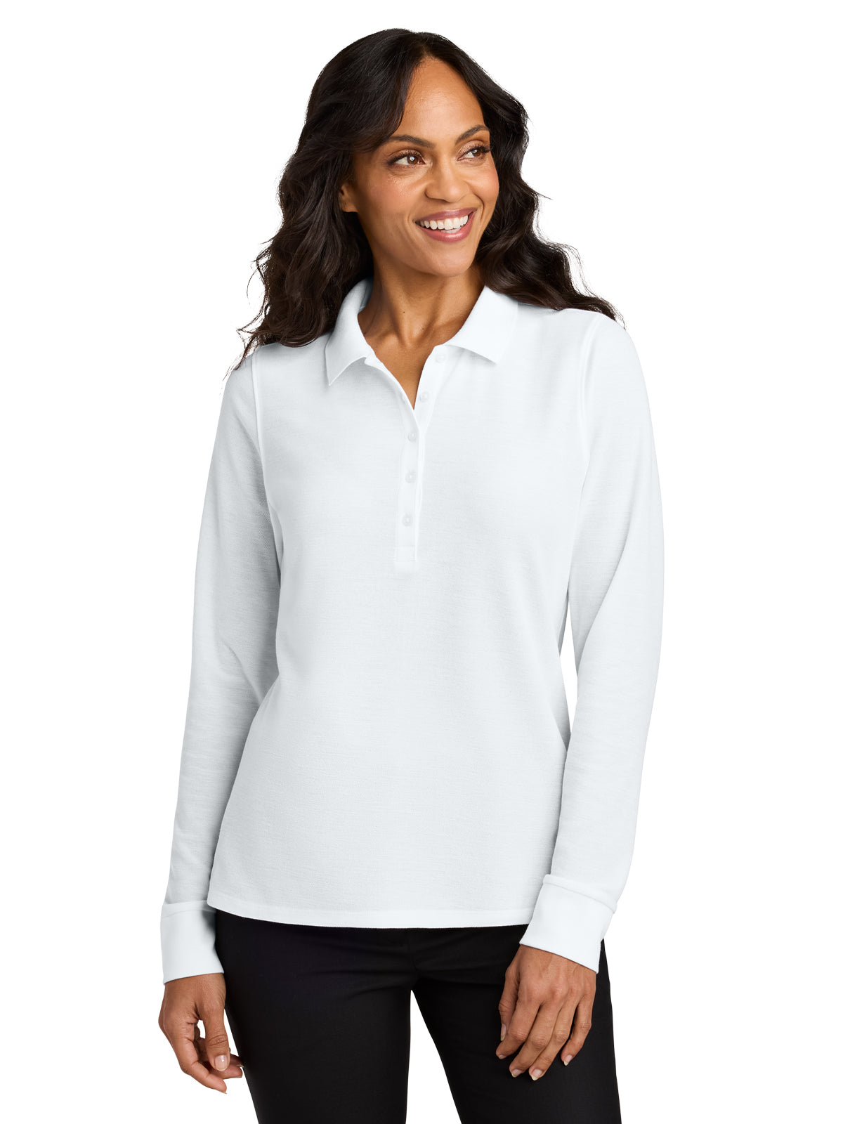 Women’s Wearever Signature Pique Long Sleeve Polo - LK200LS - White