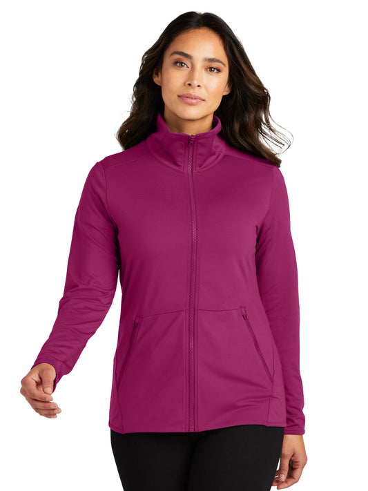 Women's Stretch Fleece Jacket - LK595 - Wine