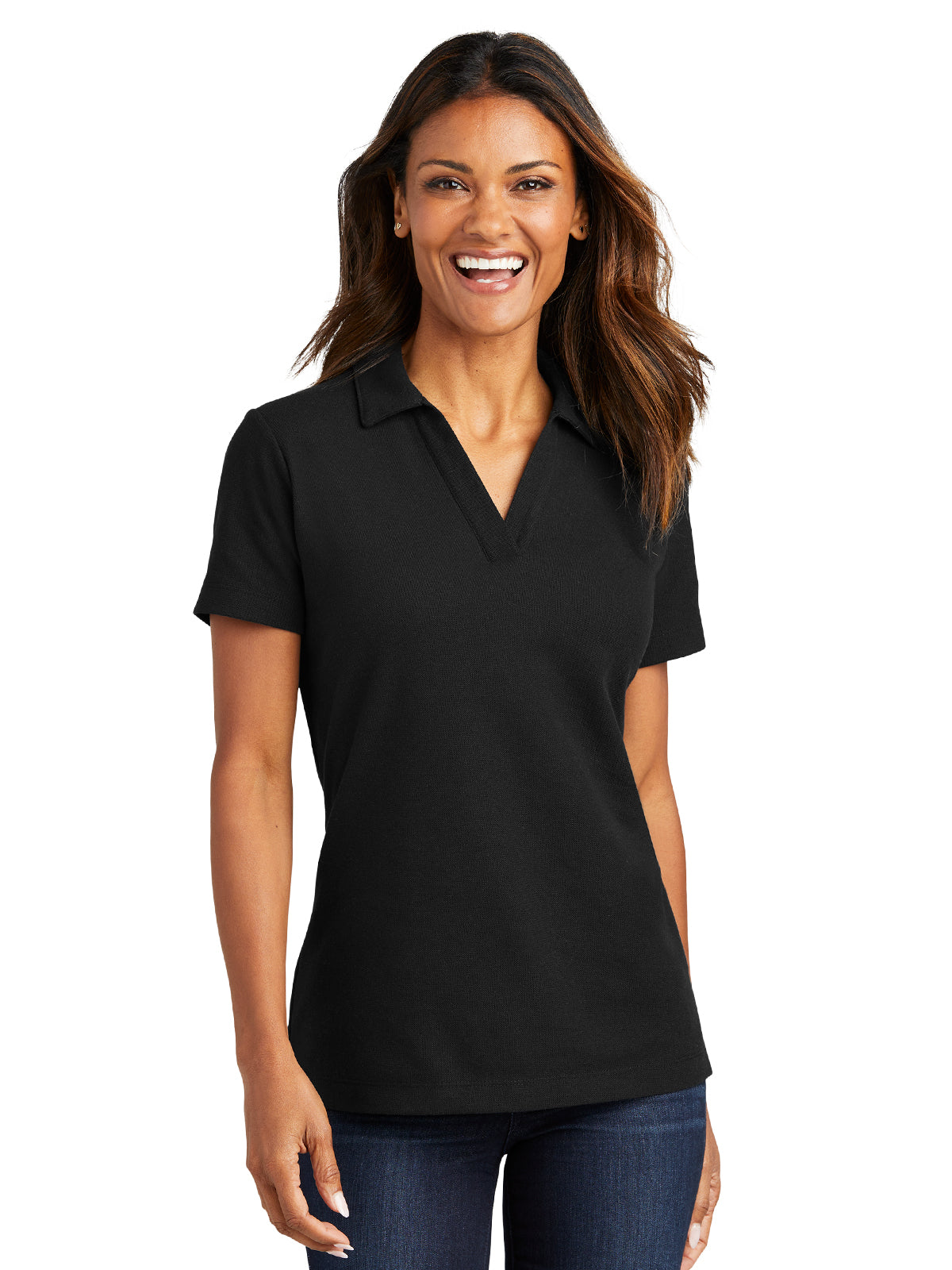 Women's Pique Polo - LK867 - Black