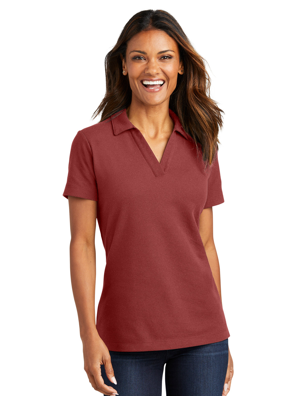 Women's Pique Polo - LK867 - Garnet