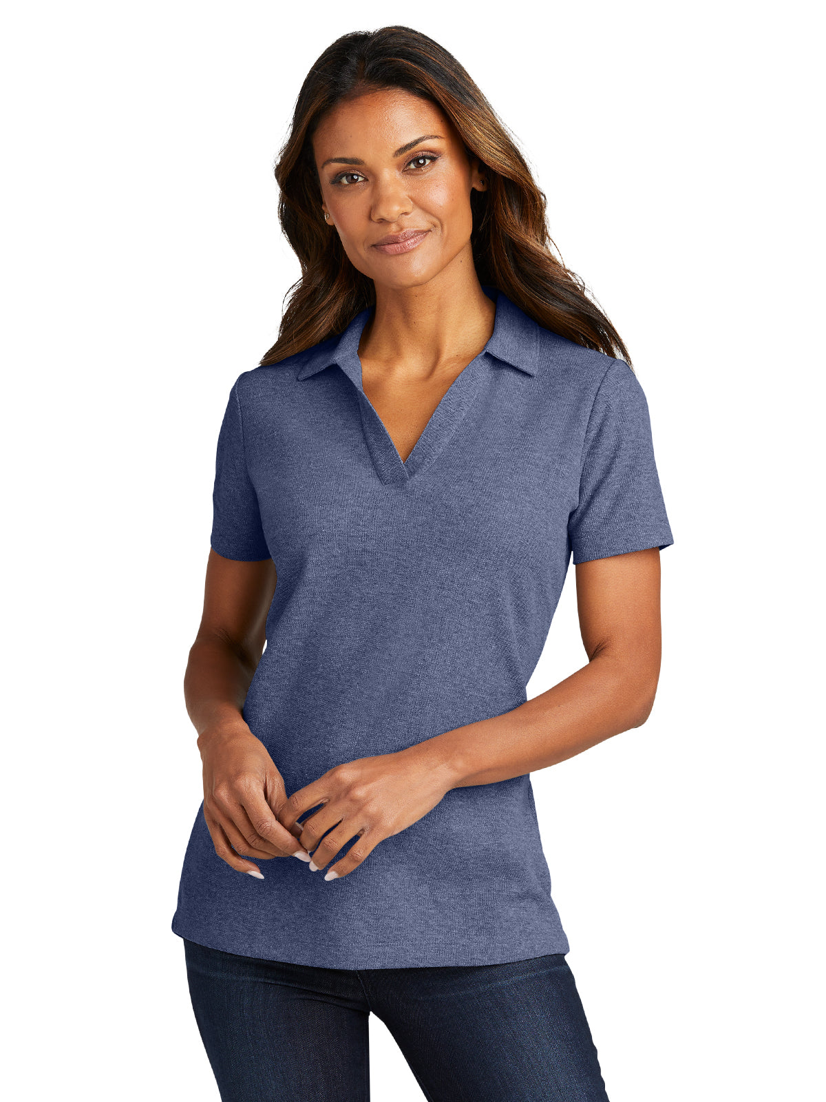 Women's Pique Polo - LK867 - Navy Heather