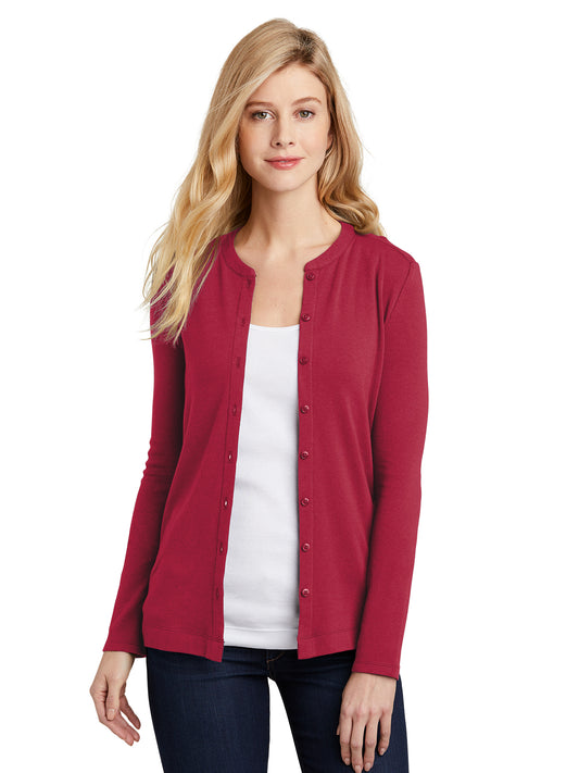 Women's Concept Stretch Button-Front Cardigan - LM1008 - Rich Red