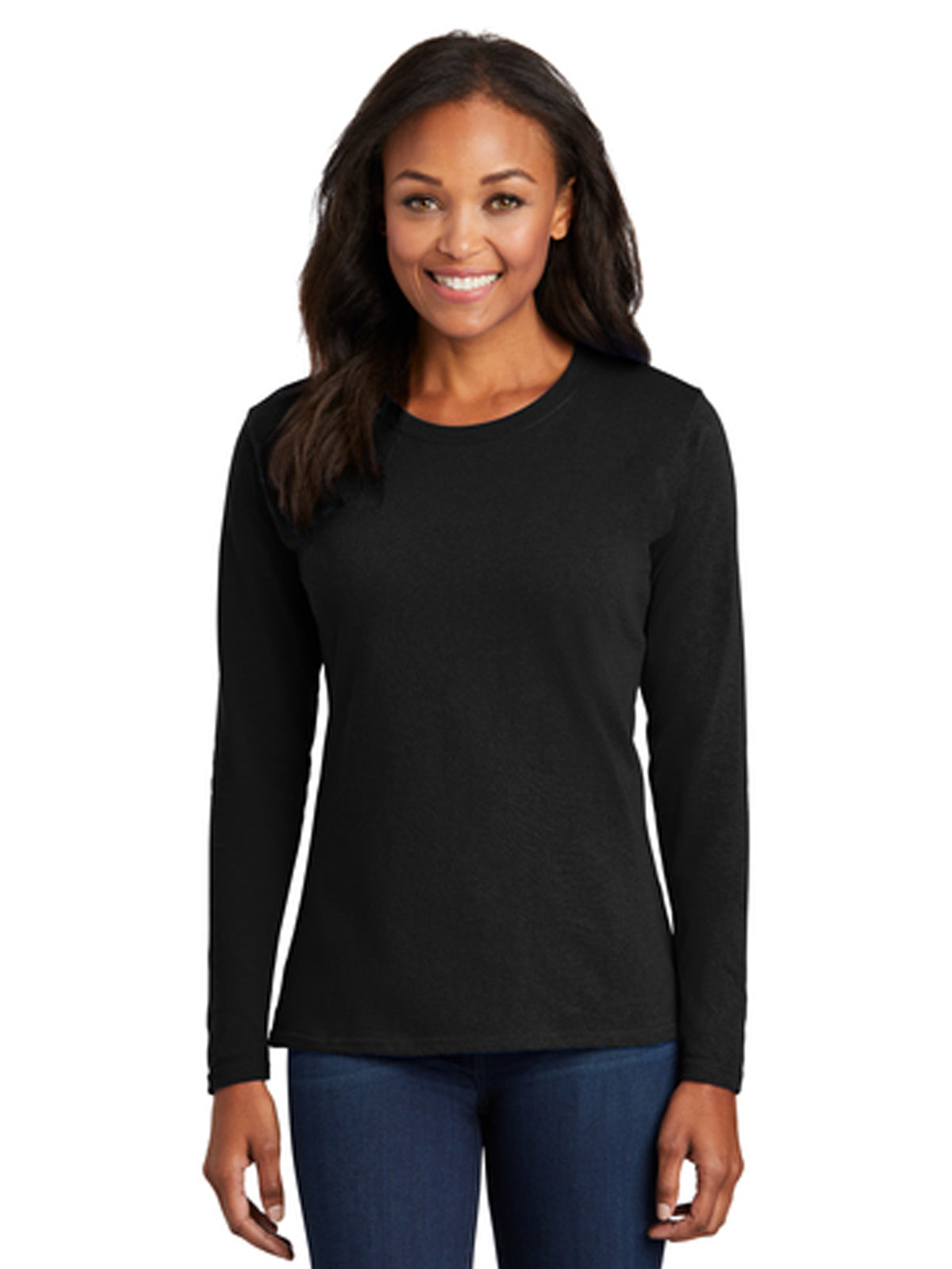 Women's Long Sleeve Cotton Tee - LPC54LS - Jet Black