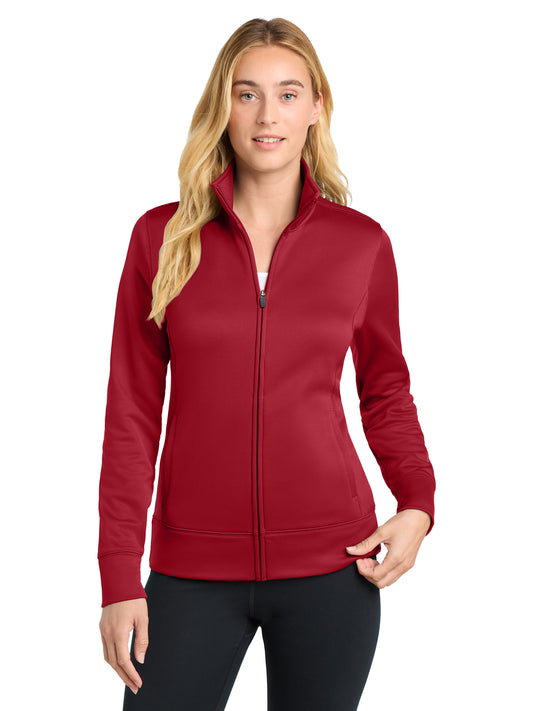 Women's Sport-Wick Fleece Full-Zip Jacket - LST241 - Deep Red