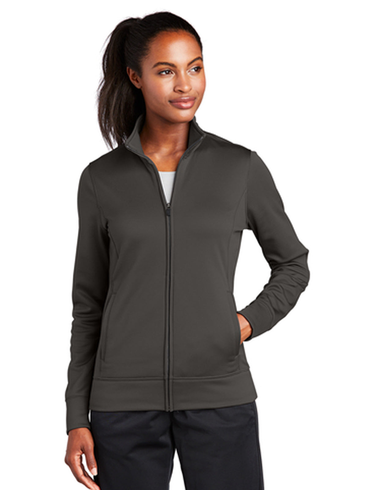 Women's Sport-Wick Fleece Full-Zip Jacket - LST241 - Iron Grey