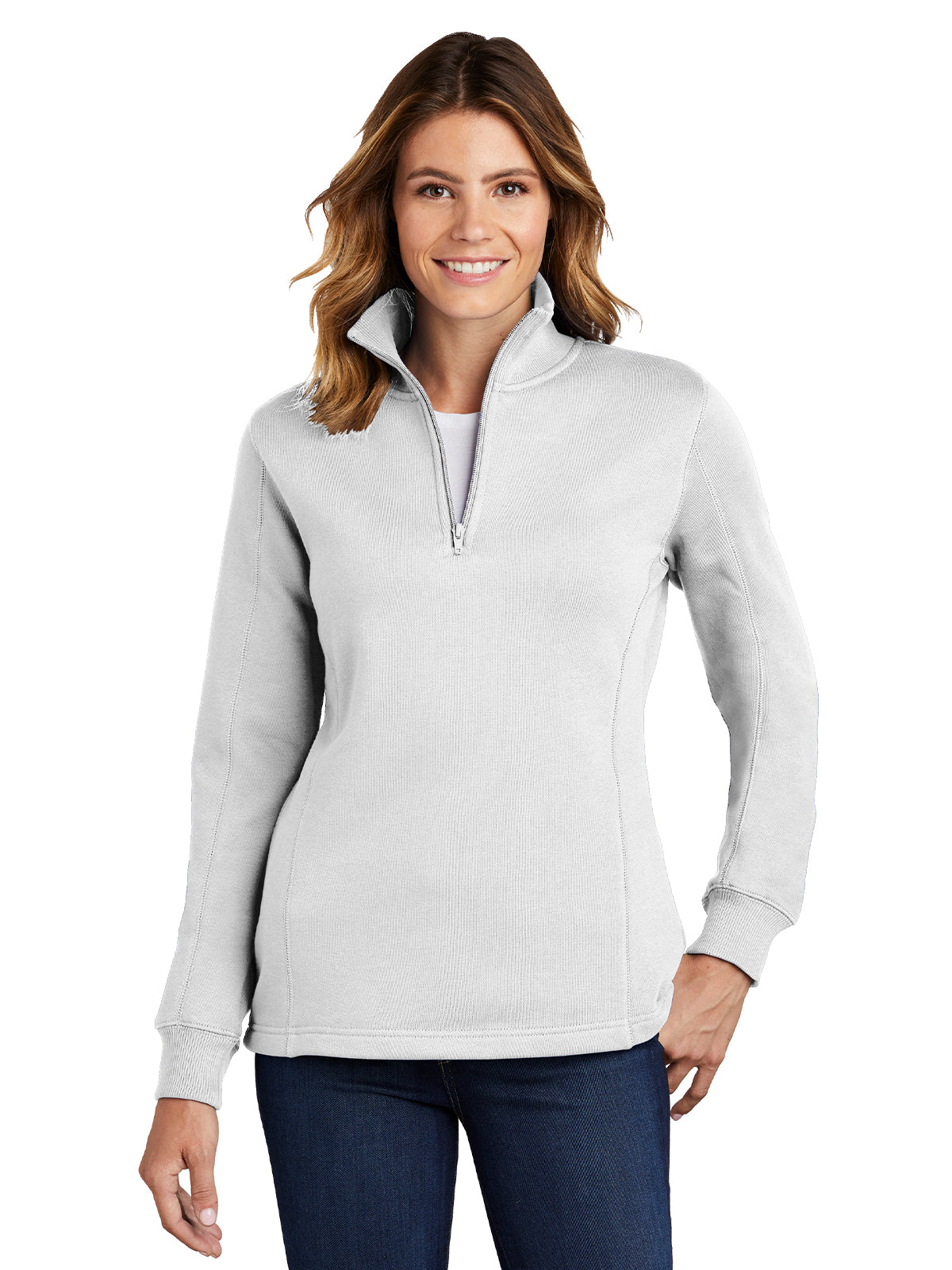 Women's 1/4-Zip Sweatshirt - LST253 - White