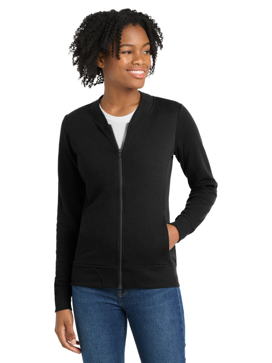 Women's 2-Pocket Lightweight Bomber Jacket - LST274 - Black