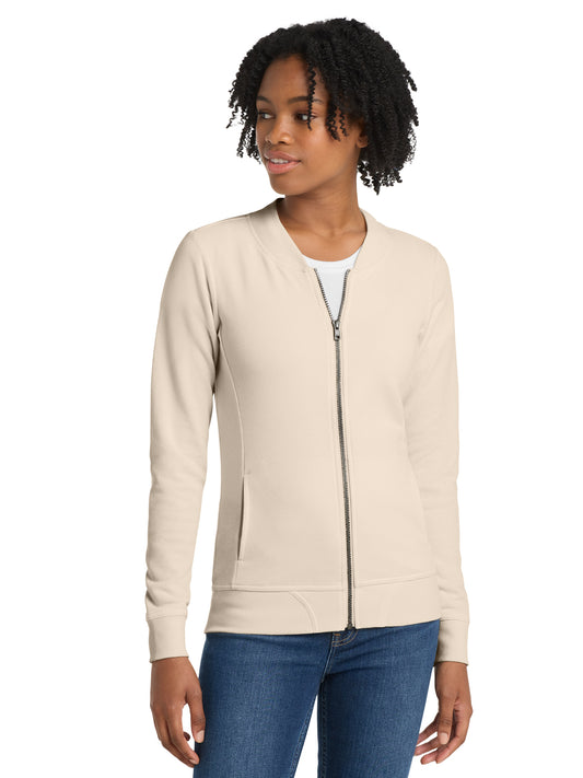 Women's 2-Pocket Lightweight Bomber Jacket - LST274 - Ecru