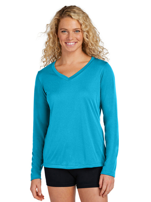 Women's Long Sleeve PosiCharge Competitor V-Neck T-Shirt - LST353LS - Atomic Blue