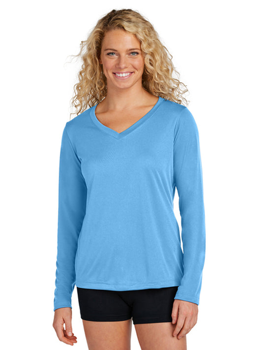 Women's Long Sleeve PosiCharge Competitor V-Neck T-Shirt - LST353LS - Carolina Blue