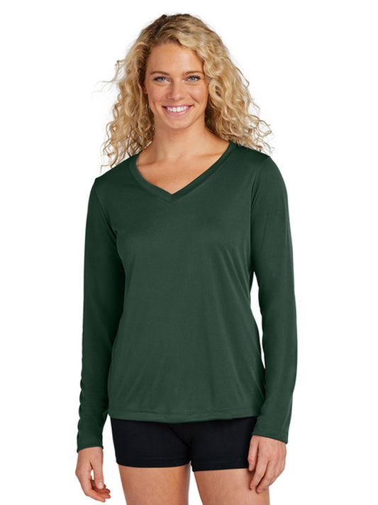 Women's Long Sleeve PosiCharge Competitor V-Neck T-Shirt - LST353LS - Forest Green