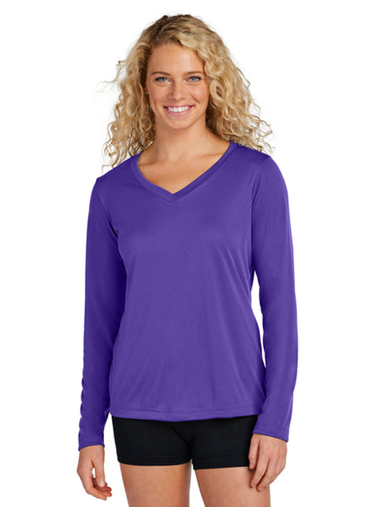 Women's Long Sleeve PosiCharge Competitor V-Neck T-Shirt - LST353LS - Purple