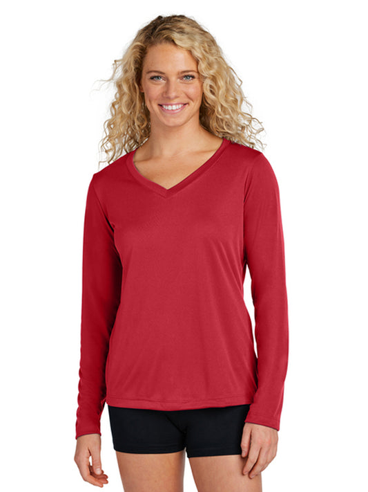 Women's Long Sleeve PosiCharge Competitor V-Neck T-Shirt - LST353LS - True Red