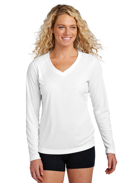 Women's Long Sleeve PosiCharge Competitor V-Neck T-Shirt - LST353LS - White
