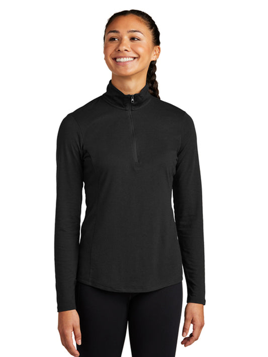 Women's Pocketless 1/4-Zip Pullover Sweatshirt - LST407 - Black Triad Solid