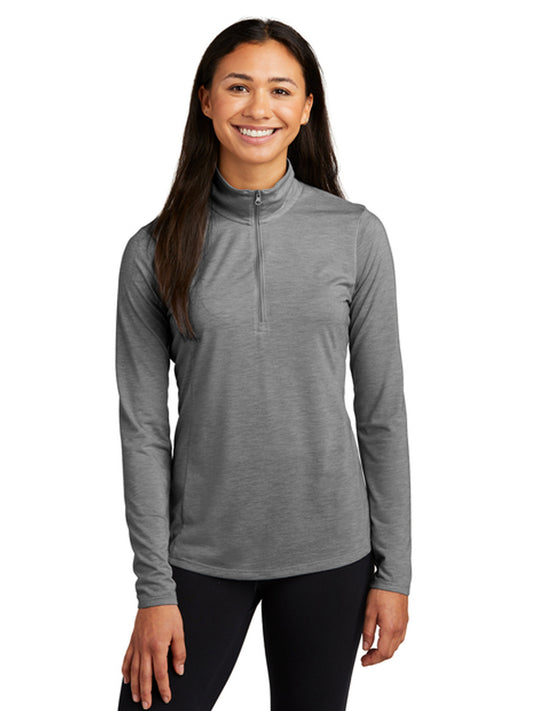 Women's Pocketless 1/4-Zip Pullover Sweatshirt - LST407 - Dark Grey Heather