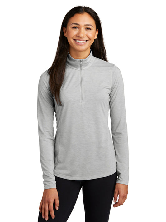 Women's Pocketless 1/4-Zip Pullover Sweatshirt - LST407 - Light Grey Heather