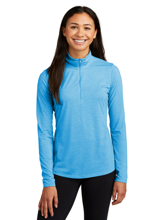 Women's Pocketless 1/4-Zip Pullover Sweatshirt - LST407 - Pond Blue Heather