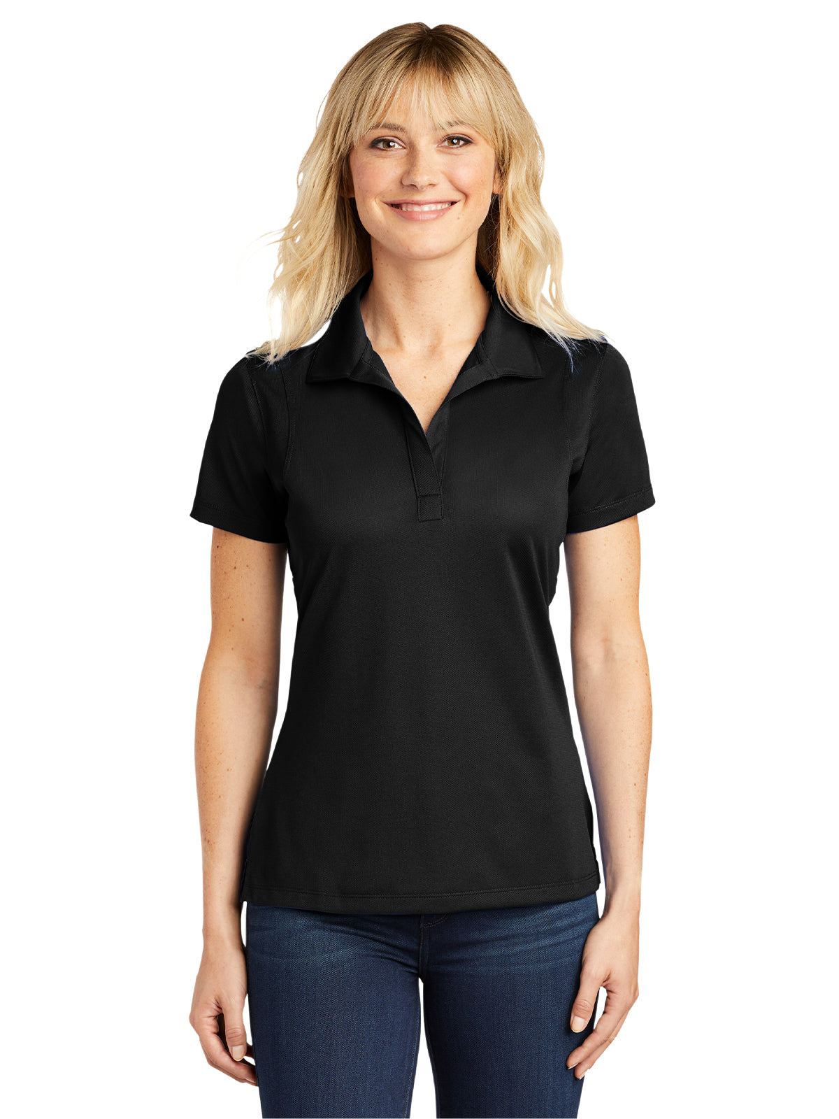 Women's Micropique Sport Polo - LST650 - Black
