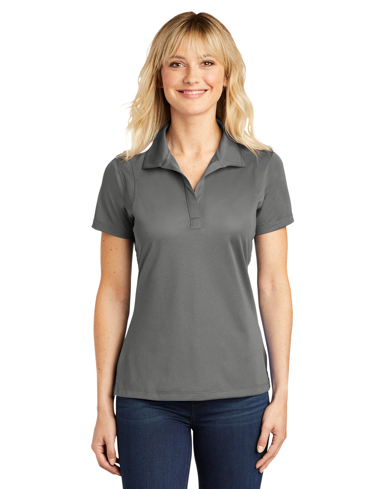 Women's Micropique Sport Polo - LST650 - Grey Concrete