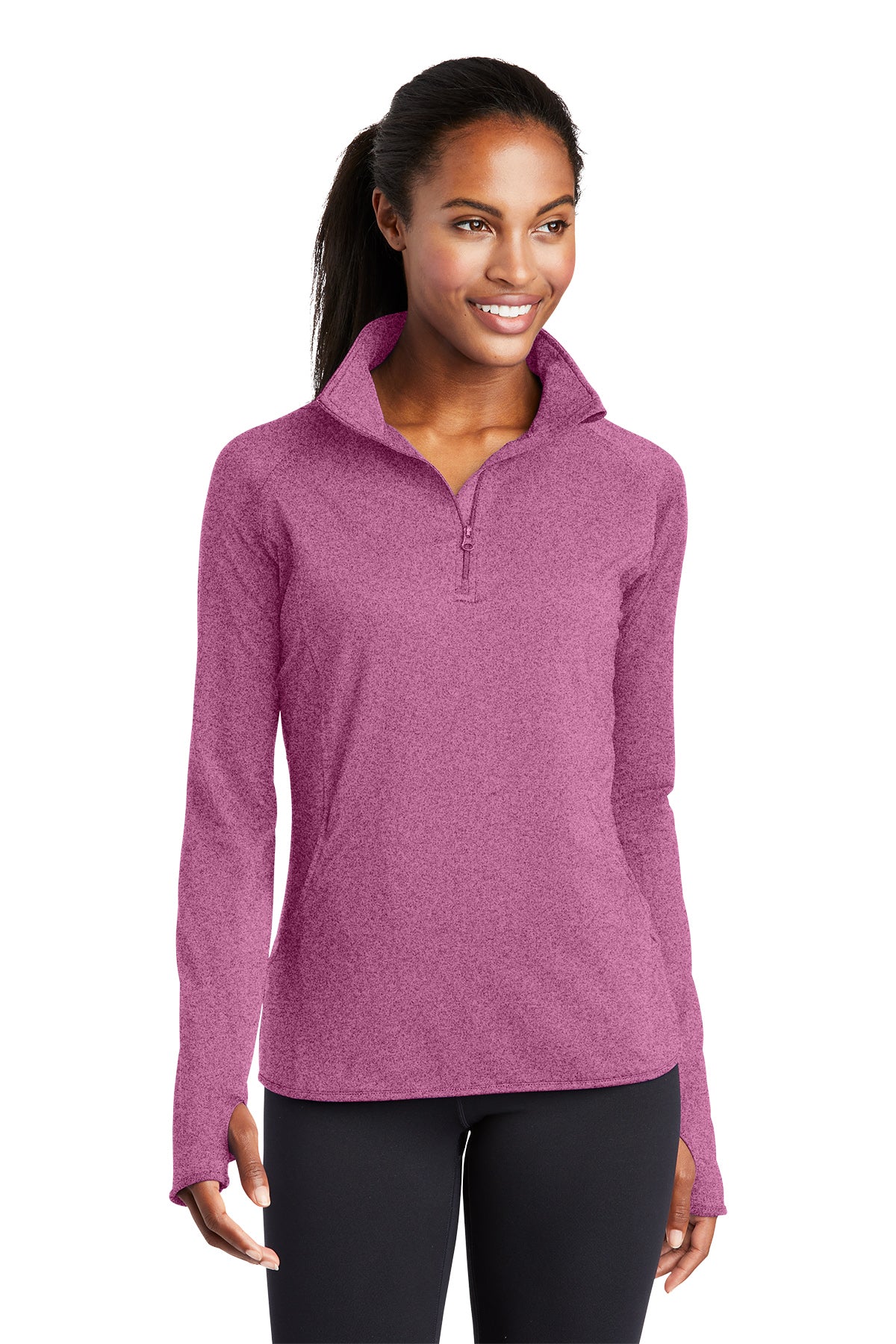 Women's Sport-Wick® Stretch 1/4-Zip Pullover - LST850 - Pink Rush Heather