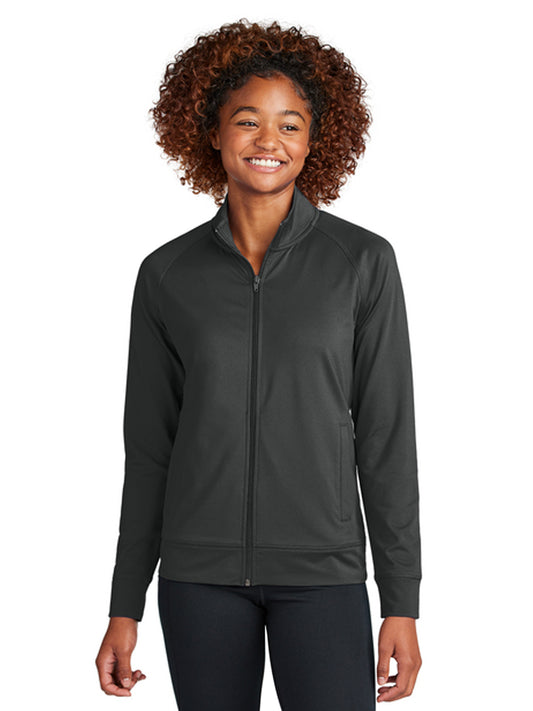 Women's Two-Pocket Sport-Wick Stretch Full-Zip Cadet Jacket - LST857 - Charcoal Grey