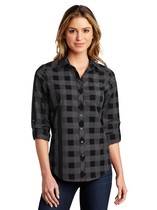 Women's Plaid Shirt - LW670 - Black