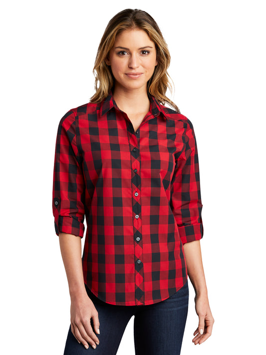 Women's Plaid Shirt - LW670 - Rich Red