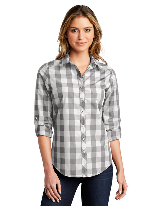 Women's Plaid Shirt - LW670 - Shadow Grey