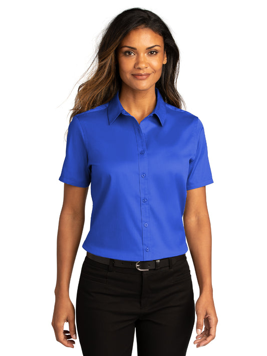 Women's Short Sleeve Button Up Shirt - LW809 - True Royal
