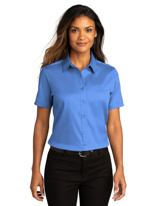 Women's Short Sleeve Button Up Shirt - LW809 - Ultramarine Blue