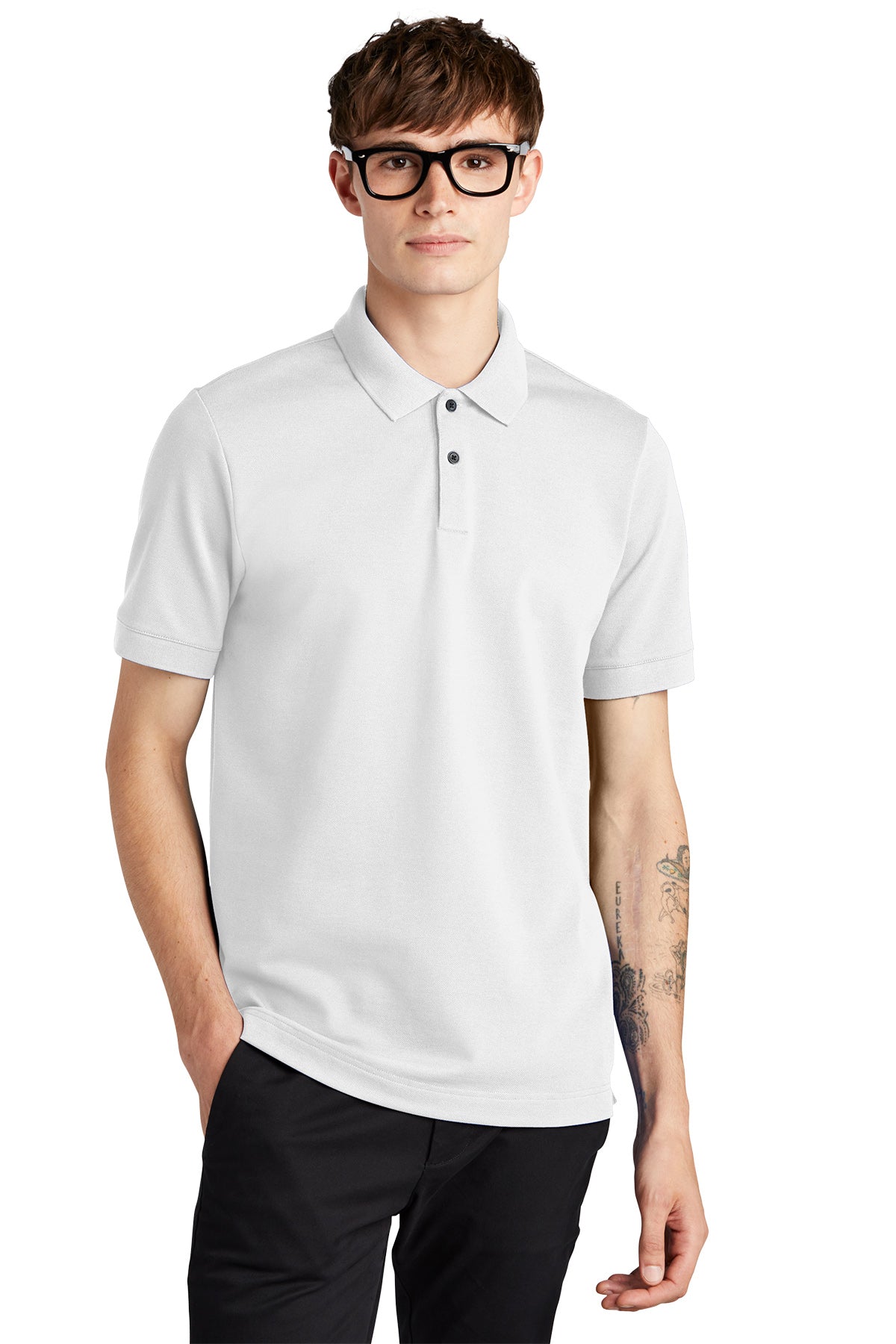 Men's Stretch Heavyweight Pique Polo - MM1000 - White