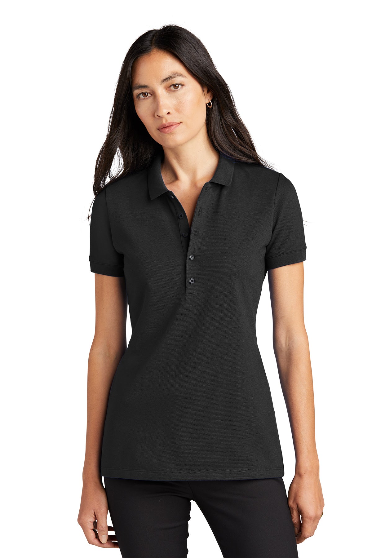 Women's Stretch Heavyweight Pique Polo - MM1001 - Deep Black
